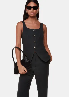 Black Sofia Crepe Waistcoat