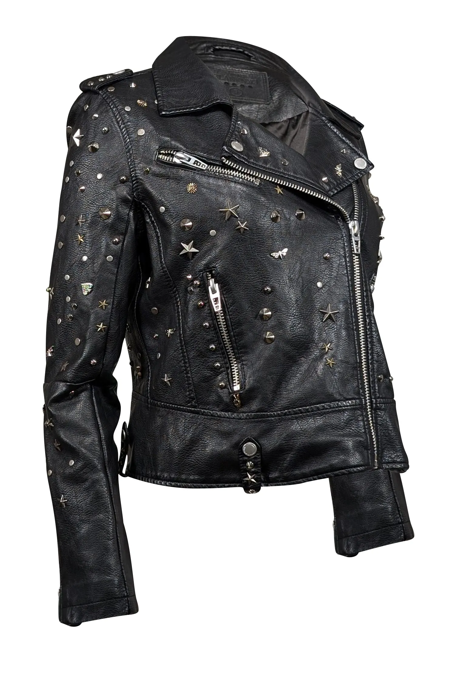 BLANKNYC - Black Studded Vegan Leather Moto Jacket Sz S