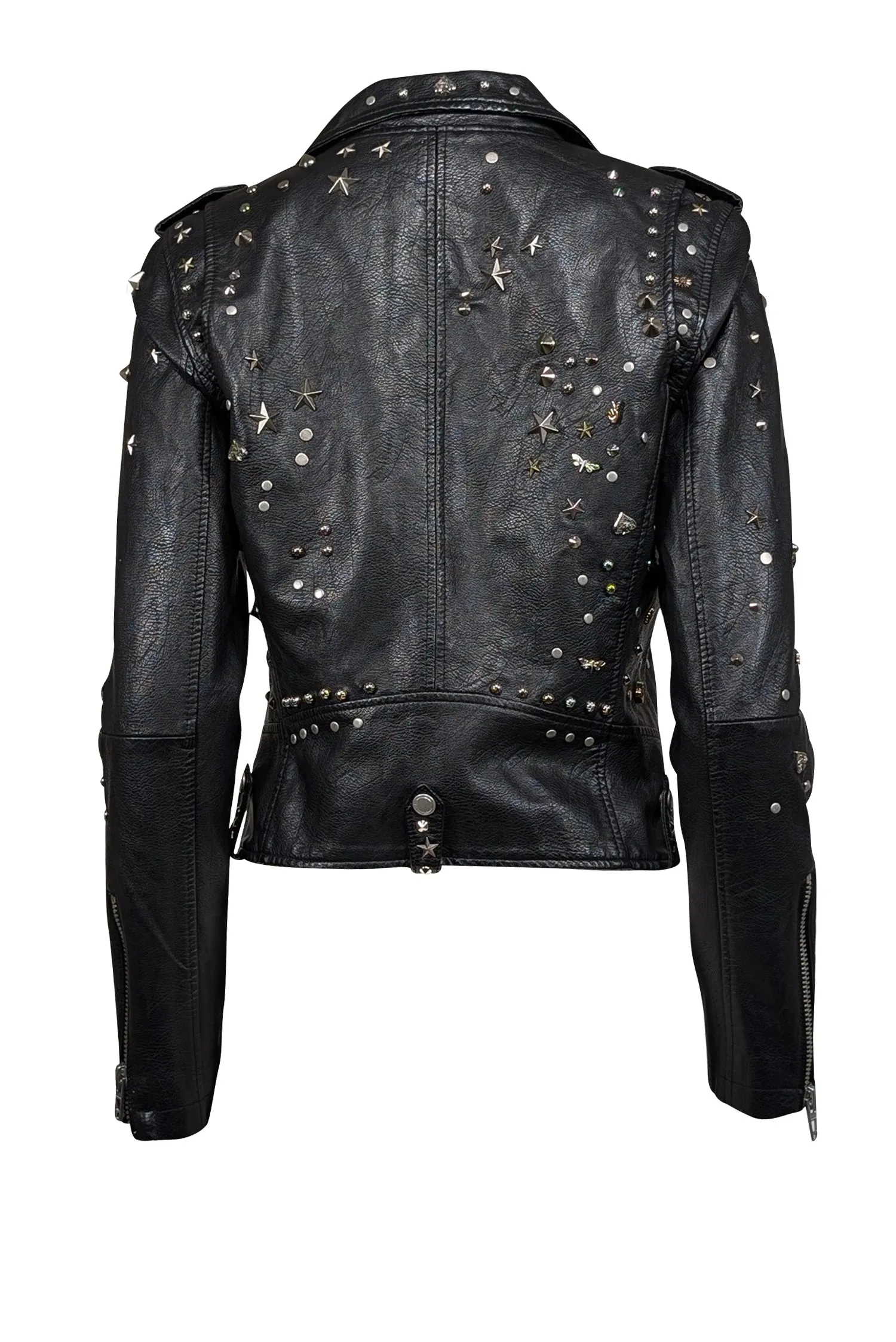 BLANKNYC - Black Studded Vegan Leather Moto Jacket Sz S