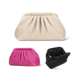 BOLSO Pleated Accordion Dumpling Clutch Handbag