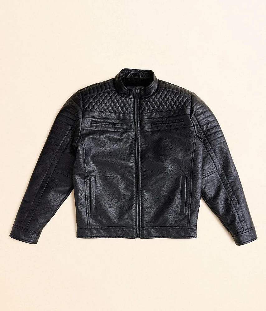 Boys - Buckle Black Faux Leather Jacket