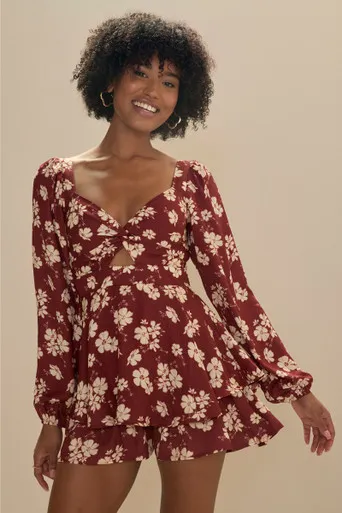 Brenda Floral Key Hole Romper