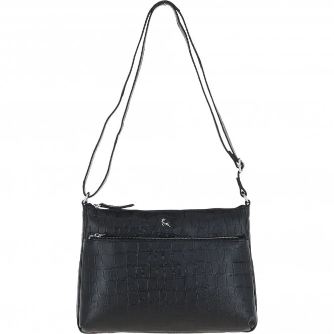 Bridge Croc Print Leather Shoulder Bag Black/croc: MC2