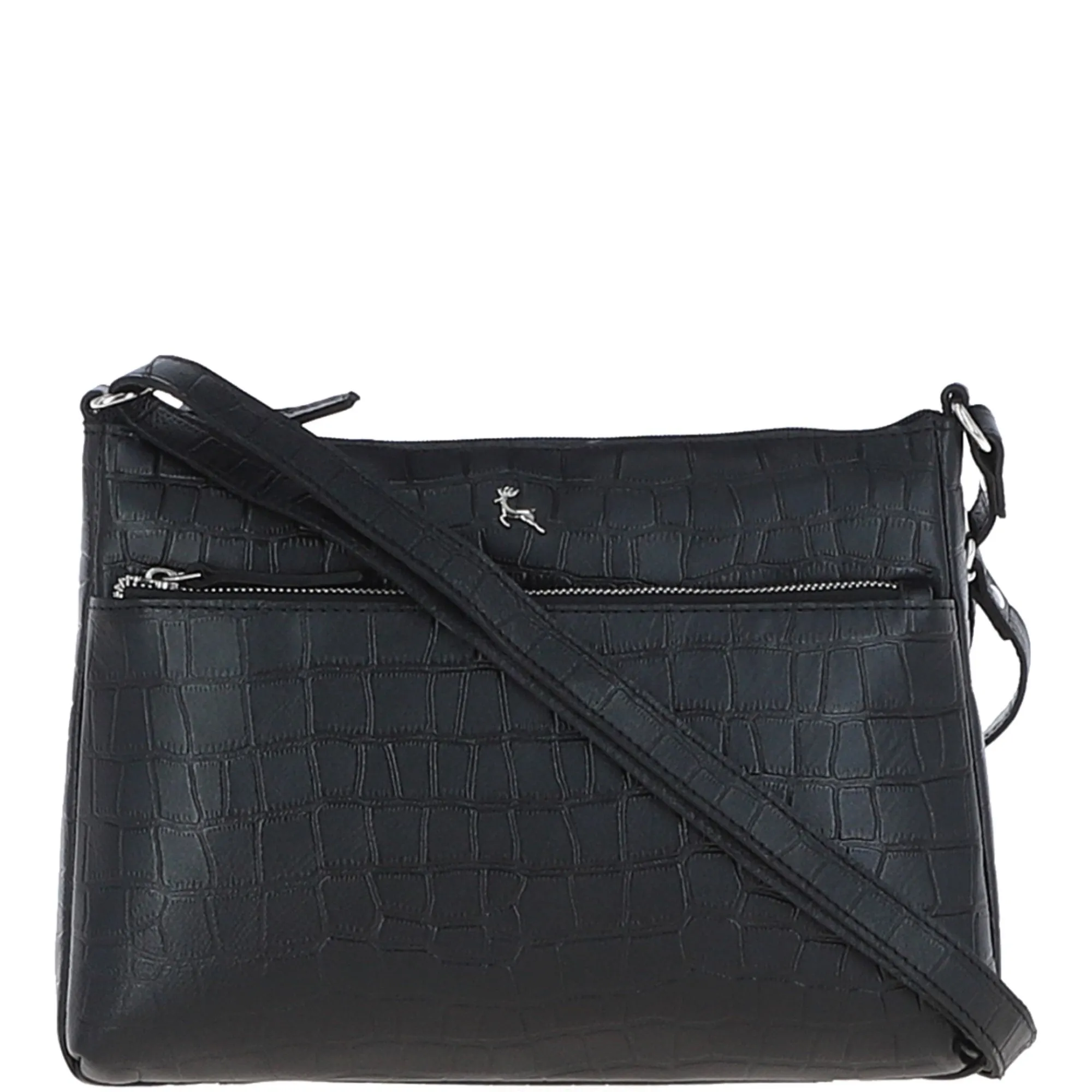 Bridge Croc Print Leather Shoulder Bag Black/croc: MC2