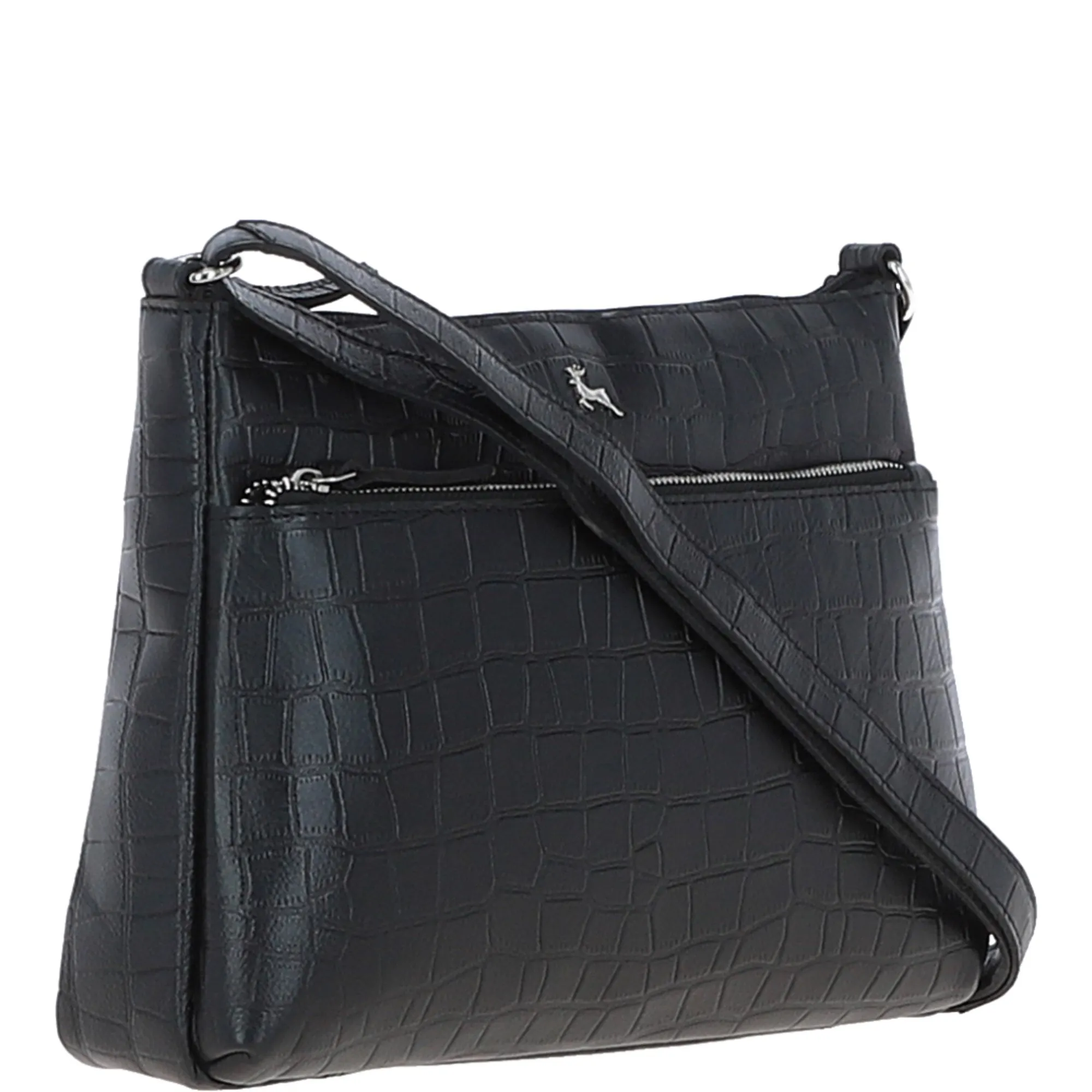 Bridge Croc Print Leather Shoulder Bag Black/croc: MC2