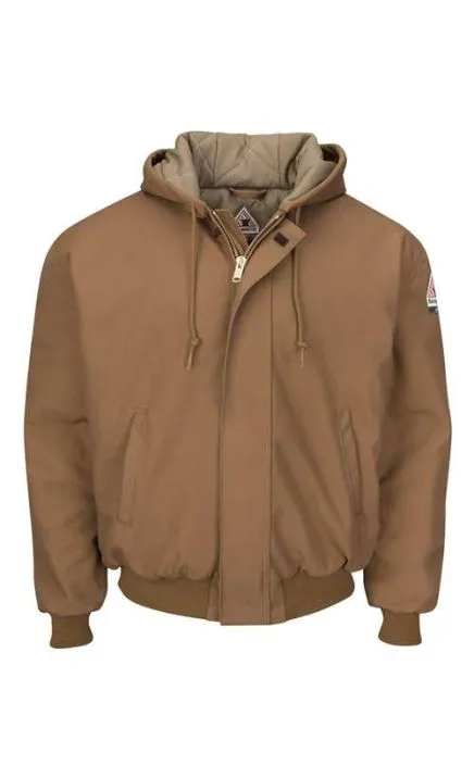 Bulwark JLH6 Insulated Brown Duck Hooded Jacket with Knit Trim