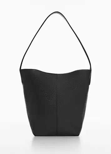 Carola Black Leather Bucket Bag by Mango | Look Again