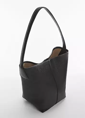 Carola Black Leather Bucket Bag by Mango | Look Again