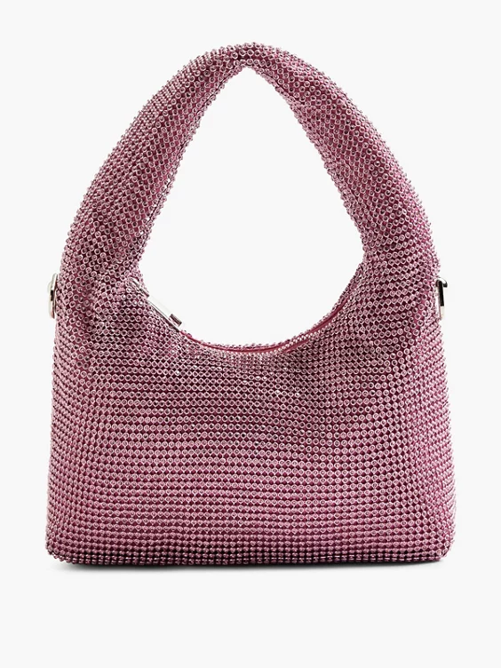 Catwalk  Pink Diamante Handbag with Adjustable Shoulder Strap