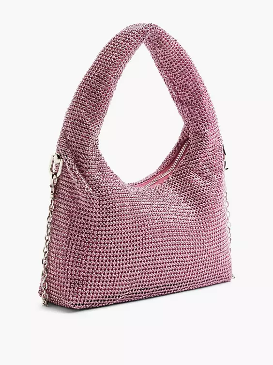 Catwalk  Pink Diamante Handbag with Adjustable Shoulder Strap