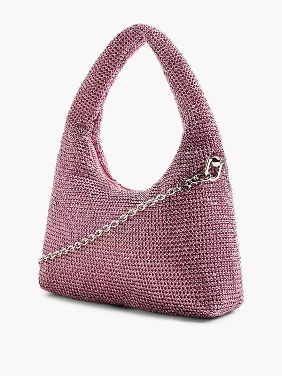 Catwalk  Pink Diamante Handbag with Adjustable Shoulder Strap