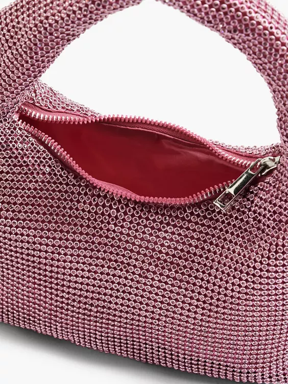 Catwalk  Pink Diamante Handbag with Adjustable Shoulder Strap