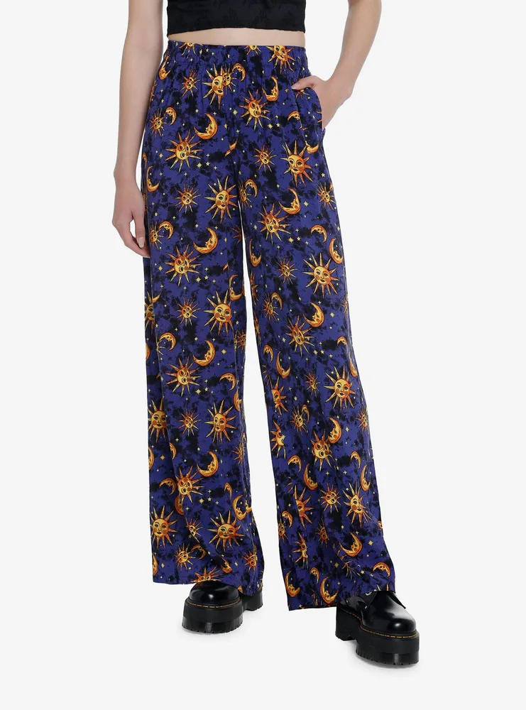 Celestial Sun & Moon Wide Leg Pants