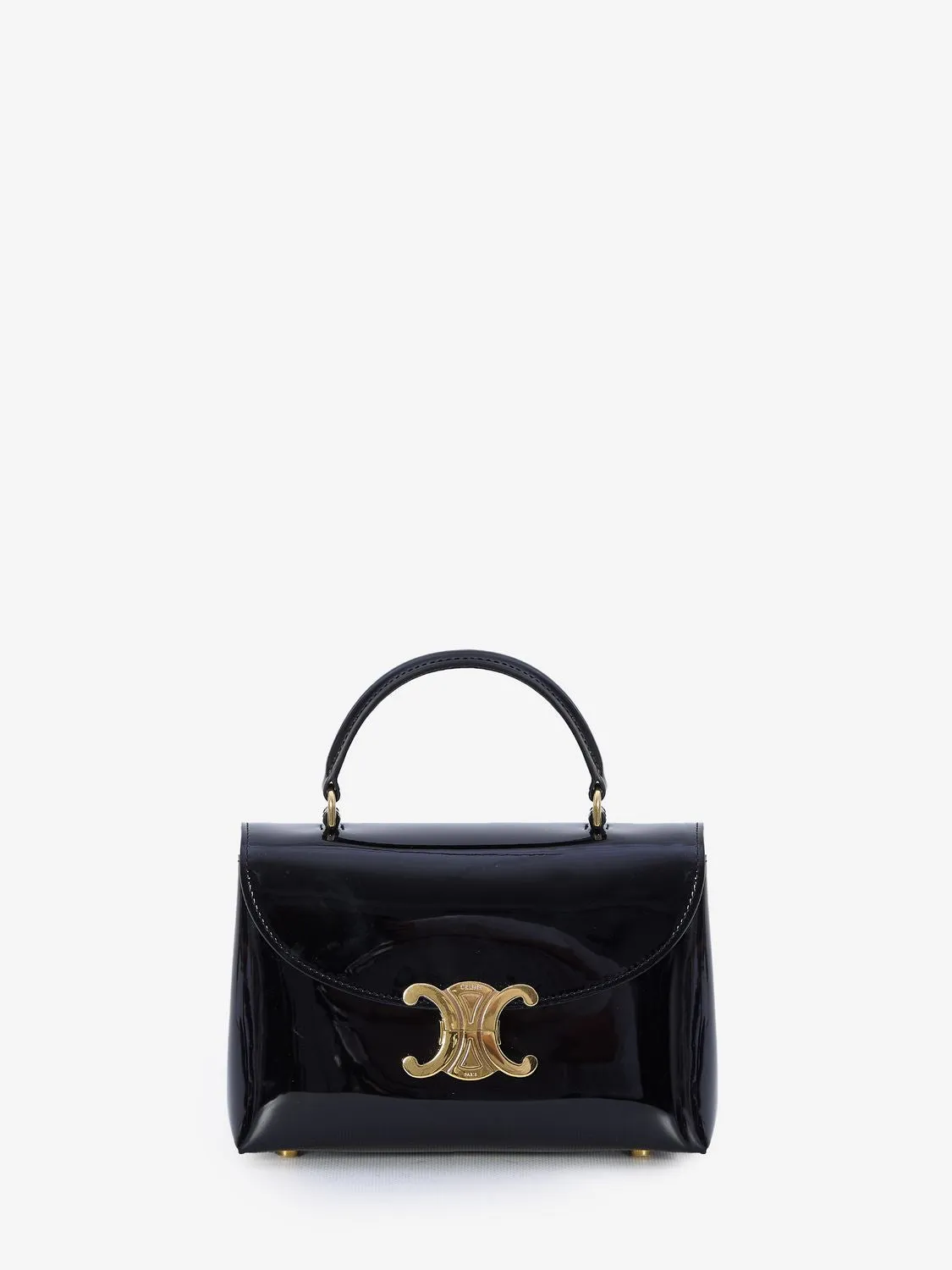 CELINE Elegant Mini Handbag in Polished Black Calfskin 20x14x8cm