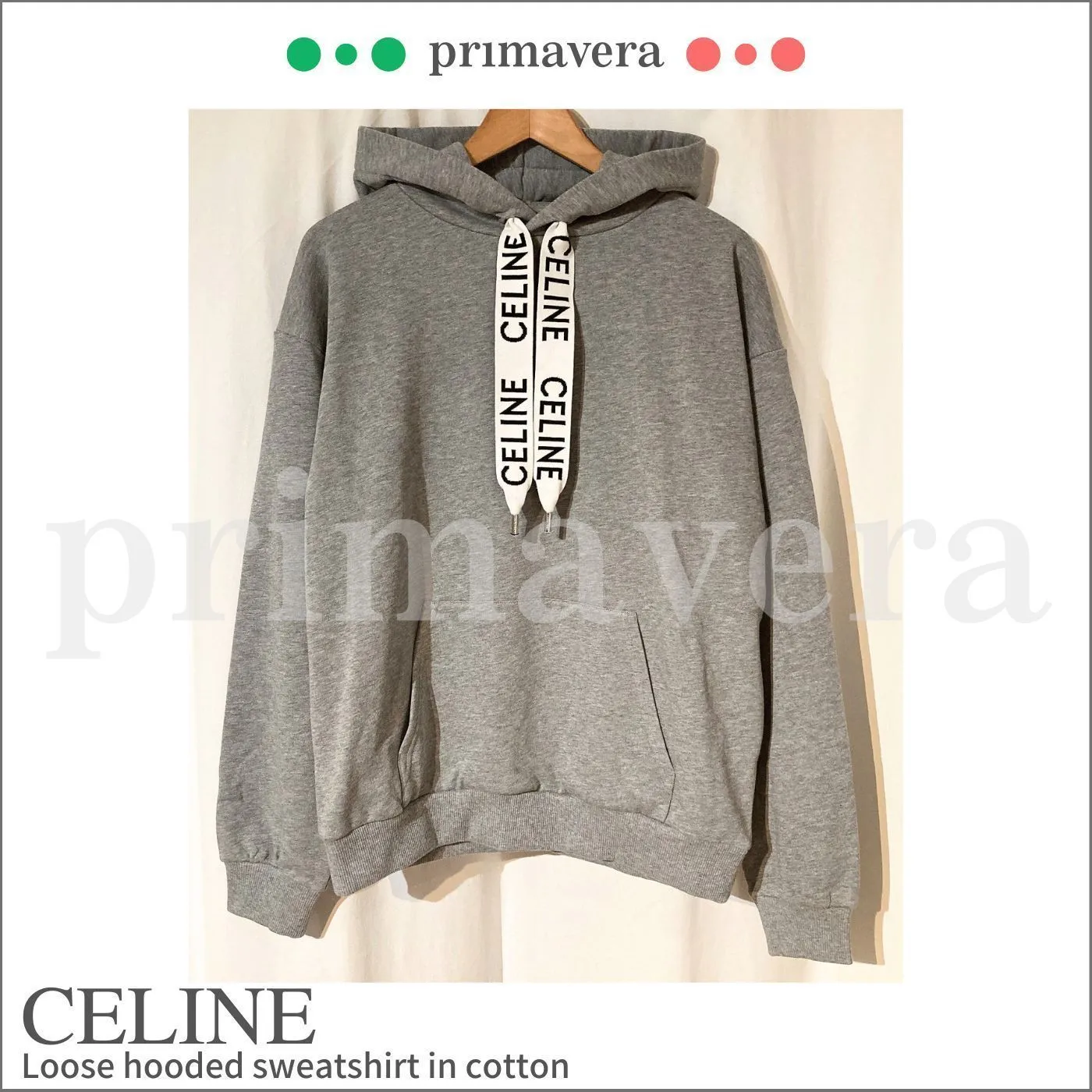 CELINE  |Loose hooded sweatshirt in cotton fleece