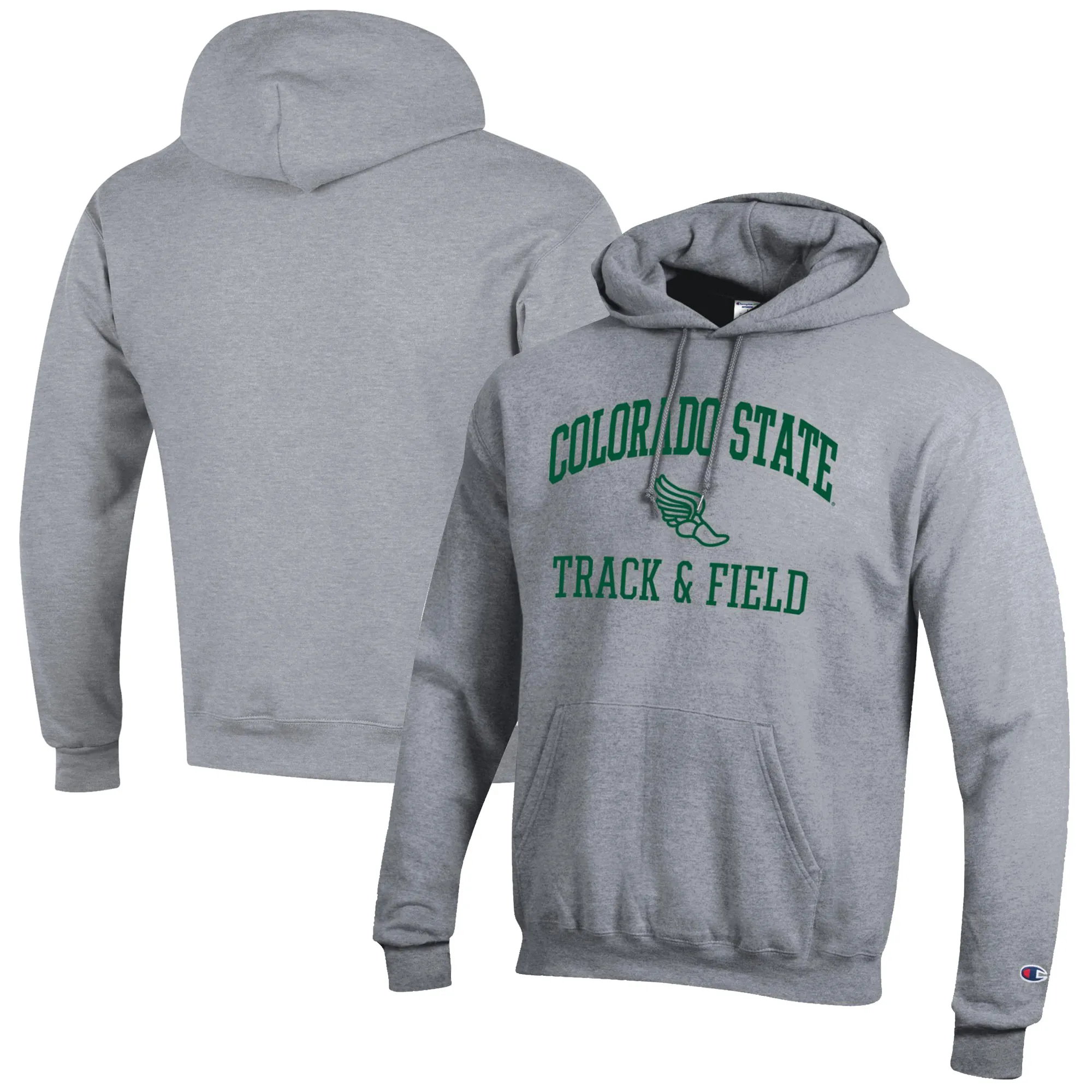 Champion  Colorado State Rams Gray Track & Field Icon Powerblend Pullover Hoodie