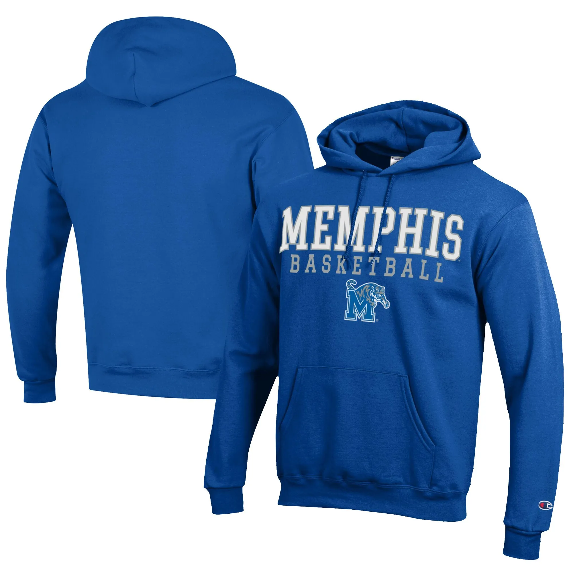 Champion  Memphis Tigers Royal Stacked Logo Basketball Eco Powerblend Pullover Hoodie