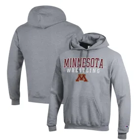 Champion Minnesota Golden Gophers Gray Wrestling Stack Logo Powerblend Pullover Hoodie