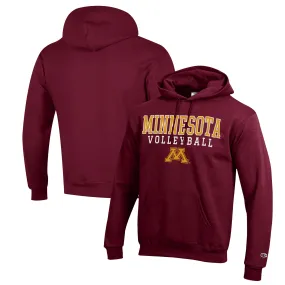 Champion Minnesota Golden Gophers Maroon Stack Logo Volleyball Powerblend Pullover Hoodie