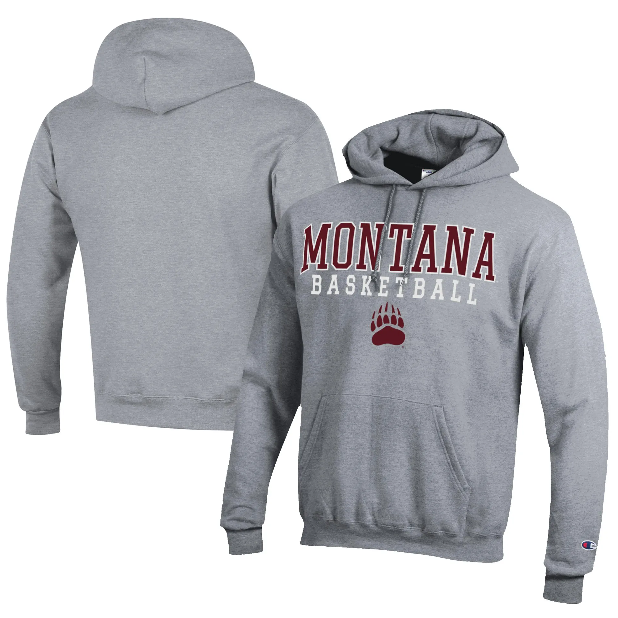 Champion  Montana Grizzlies Gray Stacked Logo Basketball Eco Powerblend Pullover Hoodie