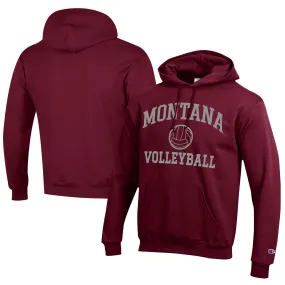 Champion  Montana Grizzlies Maroon Icon Logo Volleyball Eco Powerblend Pullover Hoodie