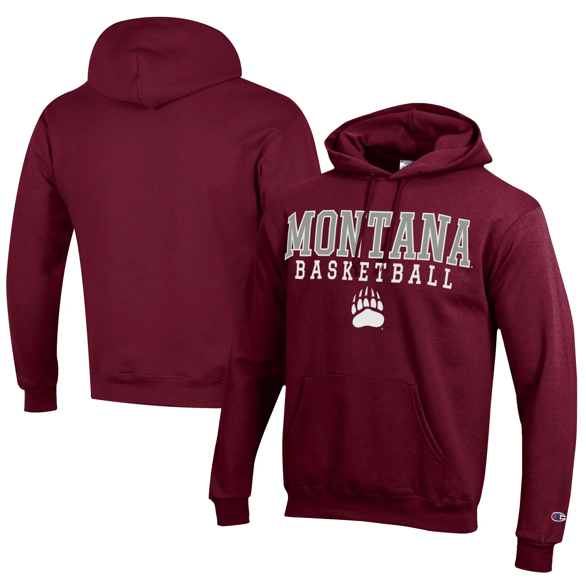 Champion  Montana Grizzlies Maroon Stacked Logo Basketball Eco Powerblend Pullover Hoodie