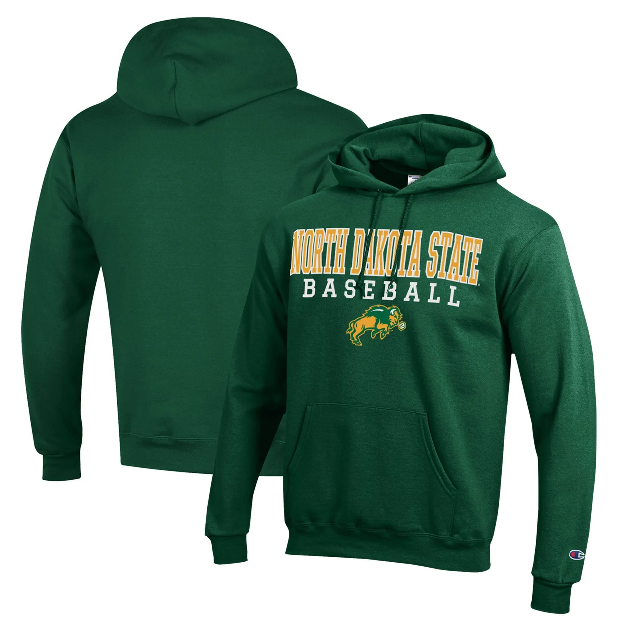 Champion  NDSU Bison Green Stack Baseball Powerblend Pullover Hoodie