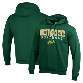 Champion  NDSU Bison Green Stack Logo Softball Powerblend Pullover Hoodie