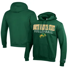 Champion  NDSU Bison Green Stacked Logo Volleyball Eco Powerblend Pullover Hoodie