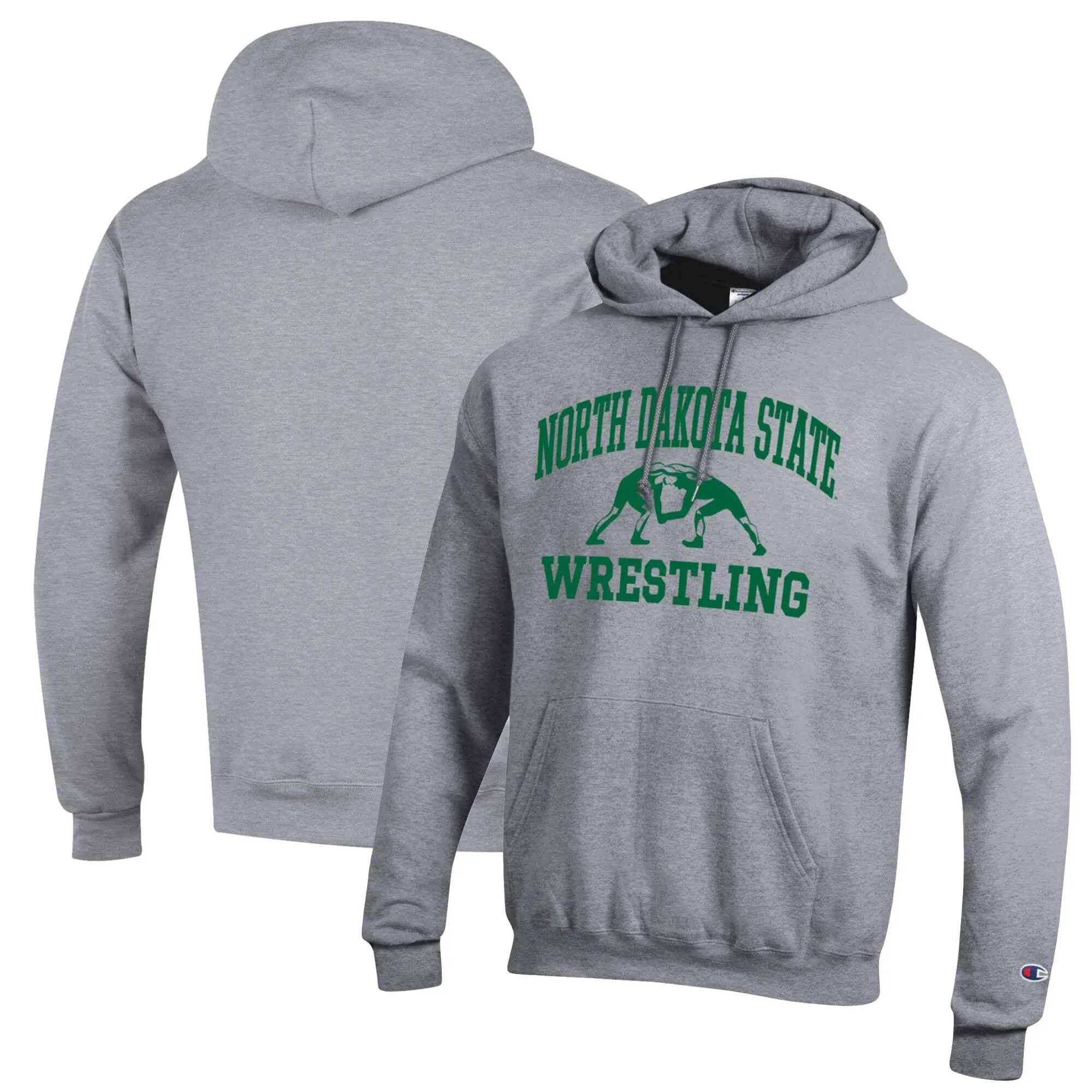 Champion NDSU Bison Heather Gray Wrestling Icon Powerblend Pullover Hoodie