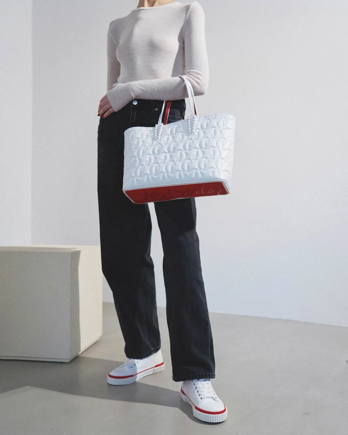 Christian Louboutin Cabata small white leather bag