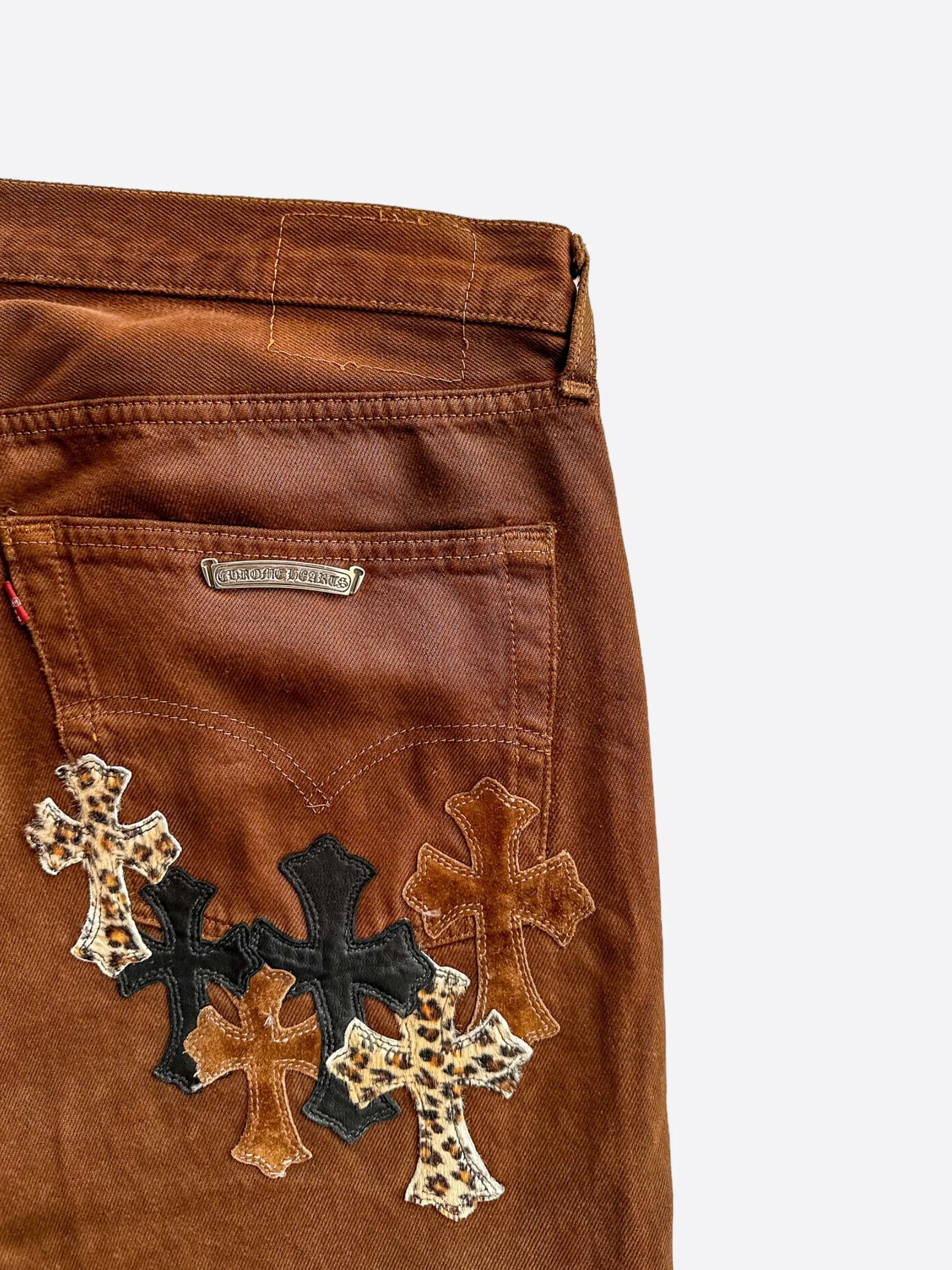 Chrome Hearts Levis Brown NYFW Exclusive Cross Patch Jeans