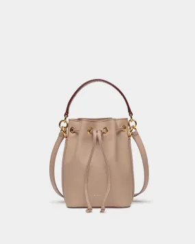 Code Mini Bucket Bag in Light Beige Leather