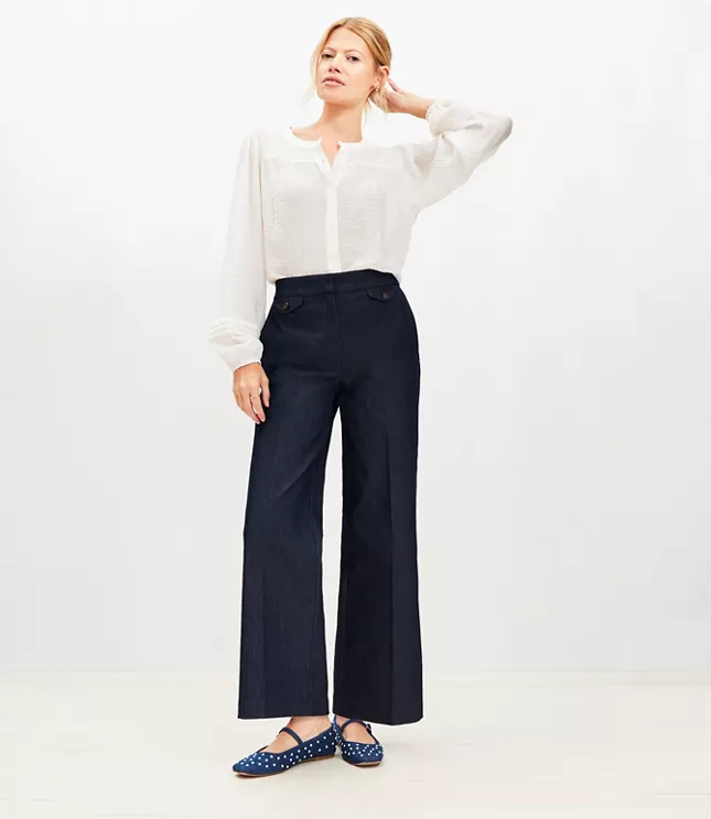 Coin Pocket Clean Wide Leg Pants Refined Denim