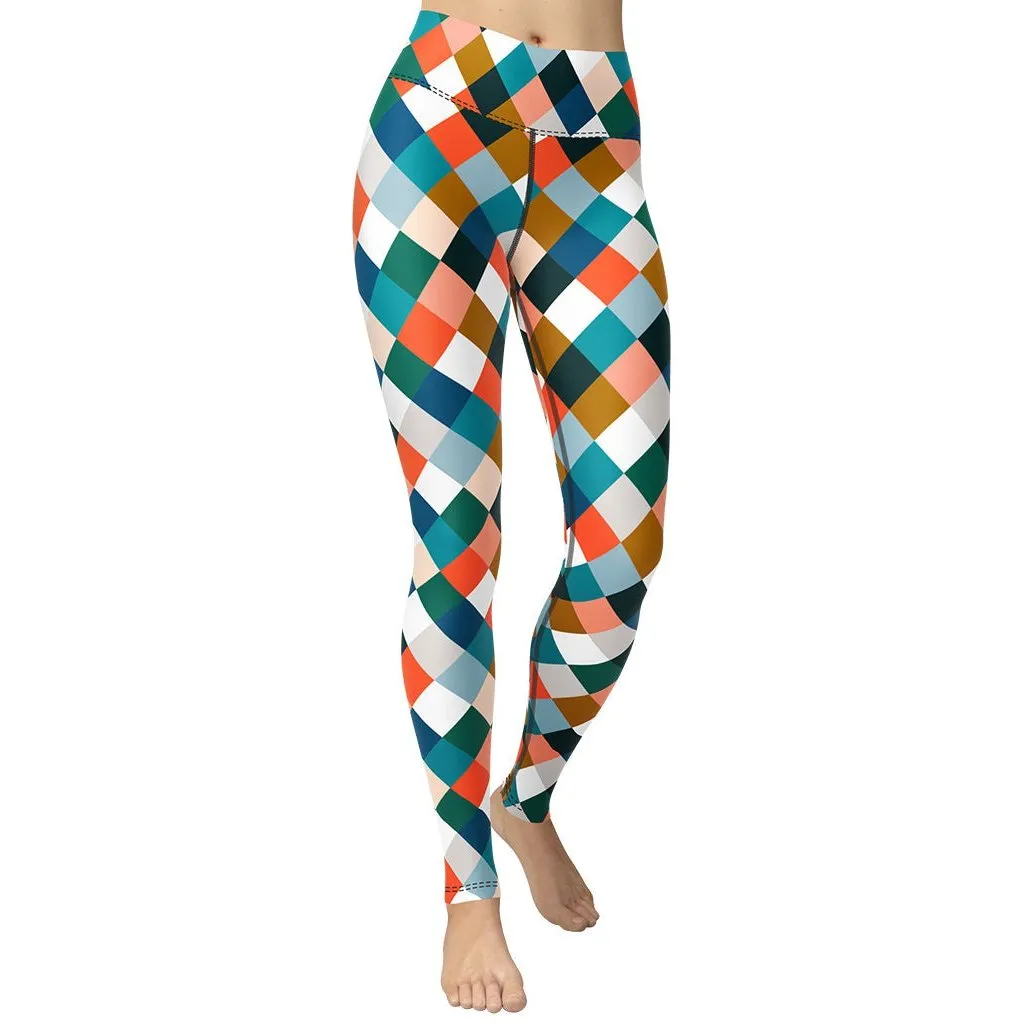 Colorful Rhombus Pattern Yoga Leggings