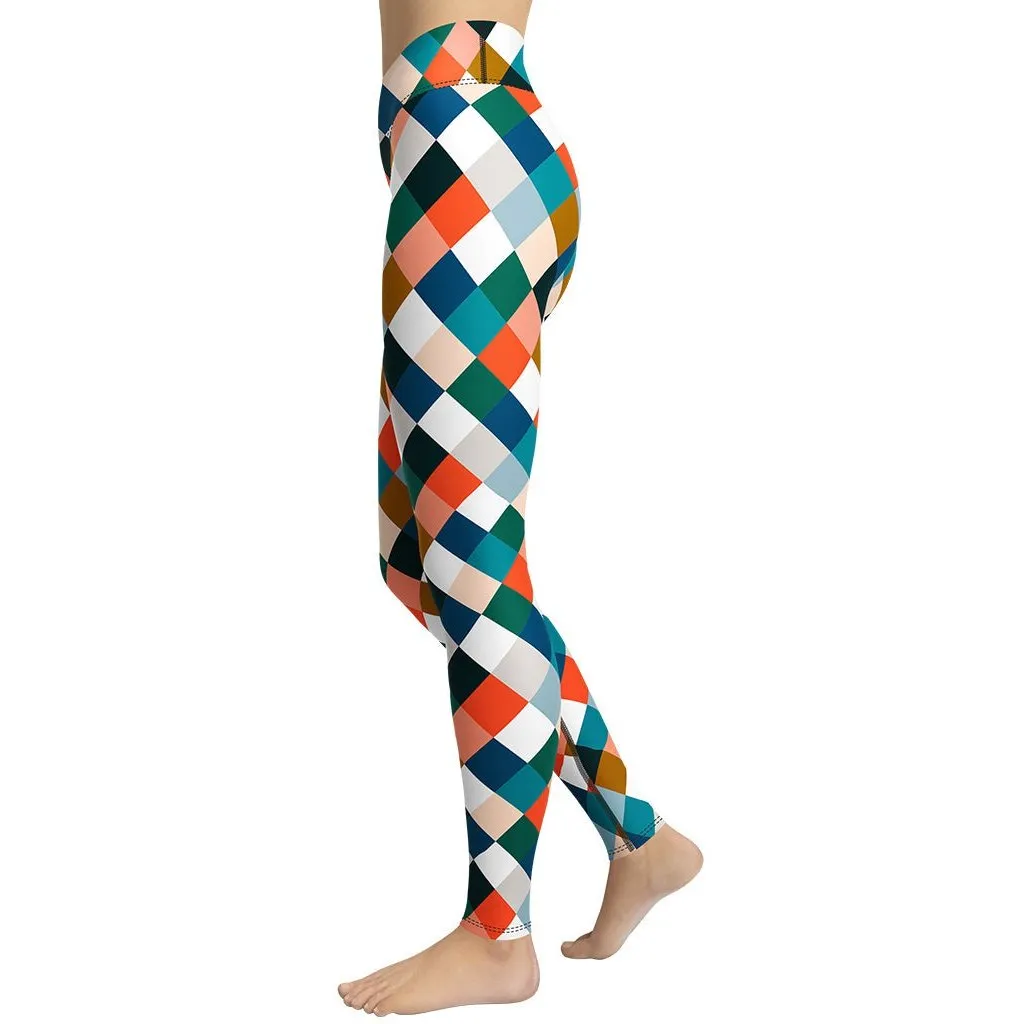 Colorful Rhombus Pattern Yoga Leggings