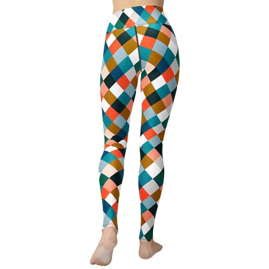 Colorful Rhombus Pattern Yoga Leggings