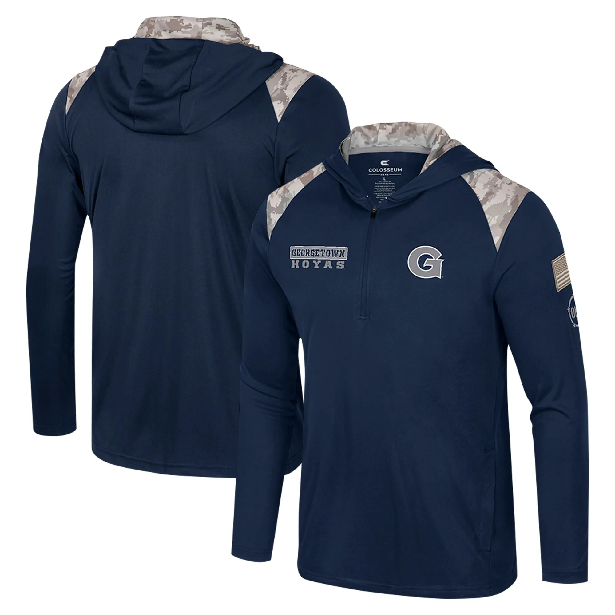 Colosseum Georgetown Hoyas Navy OHT Military Appreciation Quarter-Zip Hoodie Jacket