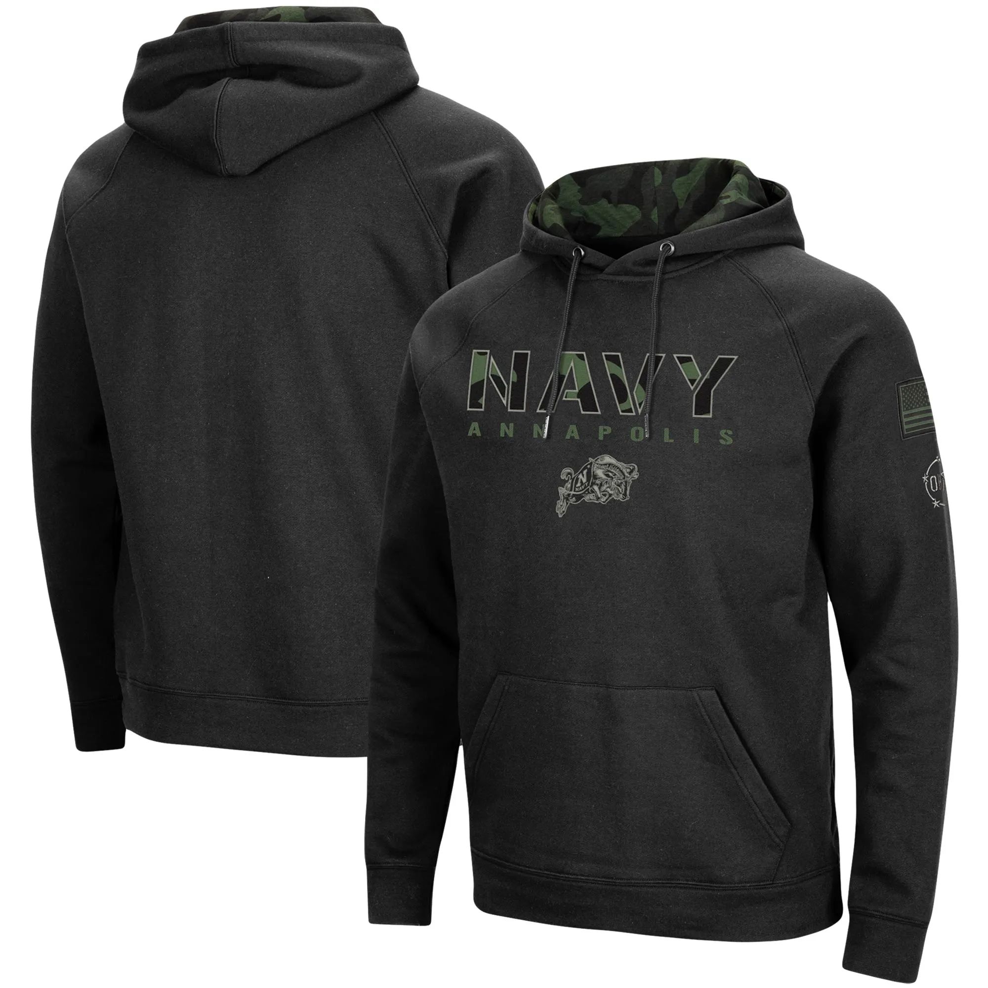 Colosseum Navy Midshipmen Black OHT Military Appreciation Camo Pullover Hoodie