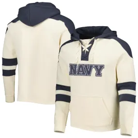 Colosseum Navy Midshipmen Cream Lace-Up 4.0 Vintage Pullover Hoodie