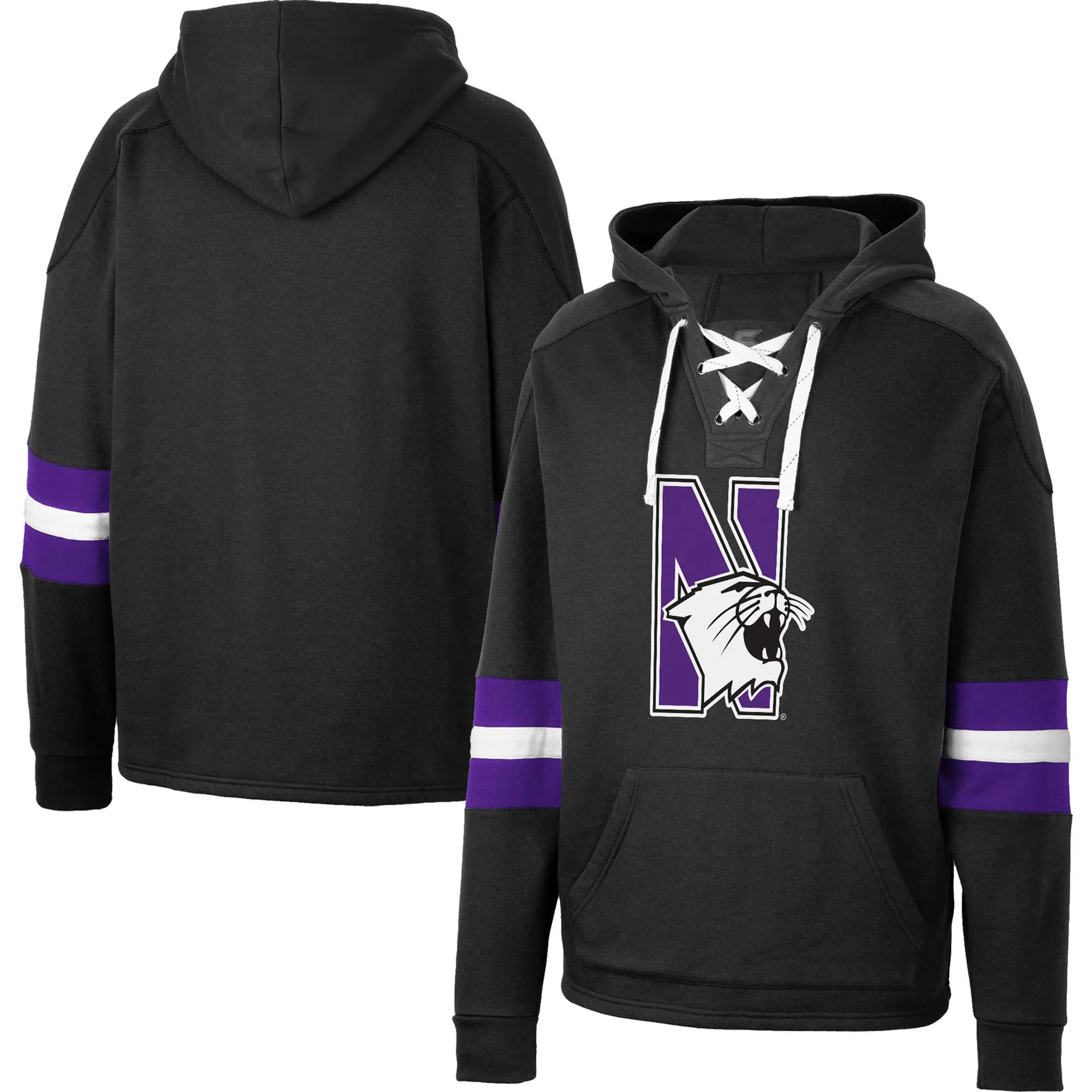 Colosseum Northwestern Wildcats Black Lace-Up 4.0 Pullover Hoodie