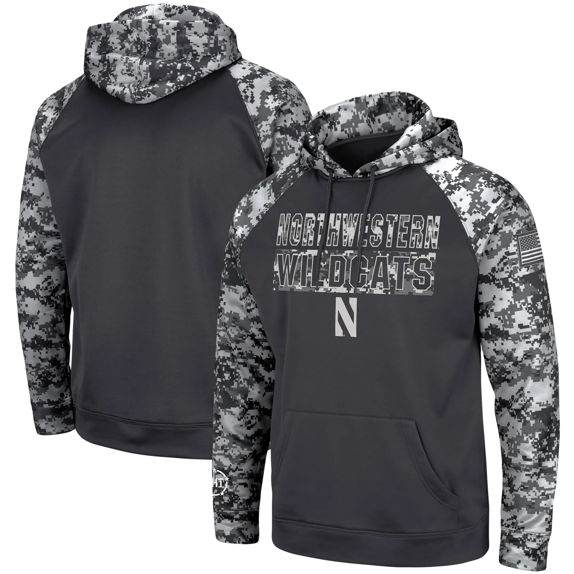 Colosseum Northwestern Wildcats Charcoal OHT Military Appreciation Digital Camo Pullover Hoodie