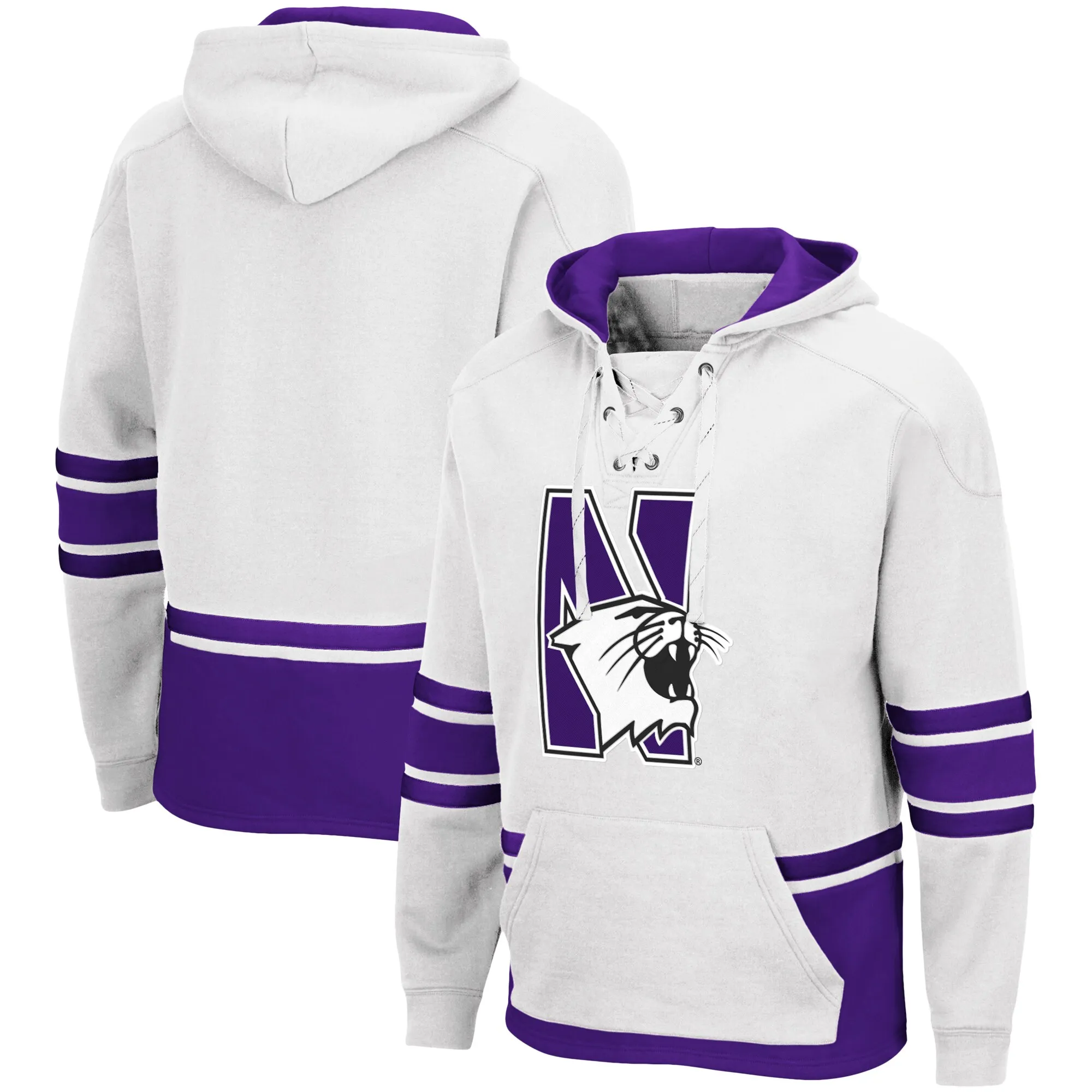 Colosseum Northwestern Wildcats White Lace Up 3.0 Pullover Hoodie