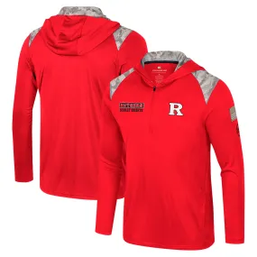 Colosseum Rutgers Scarlet Knights Scarlet OHT Military Appreciation Quarter-Zip Hoodie Jacket