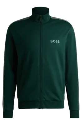 Cotton-blend zip-up jacket with foil-printed logo