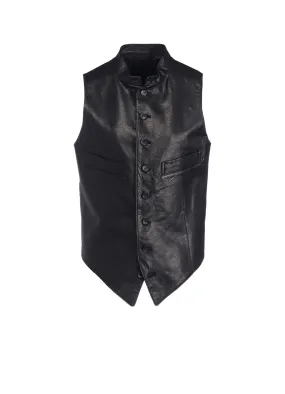 COW LEATHER STAND COLLAR VEST