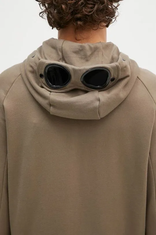 C.P. Company cotton sweatshirt Diagonal Raised Fleece Goggle Zipped men's beige color hooded smooth 17CMSS028A005086W