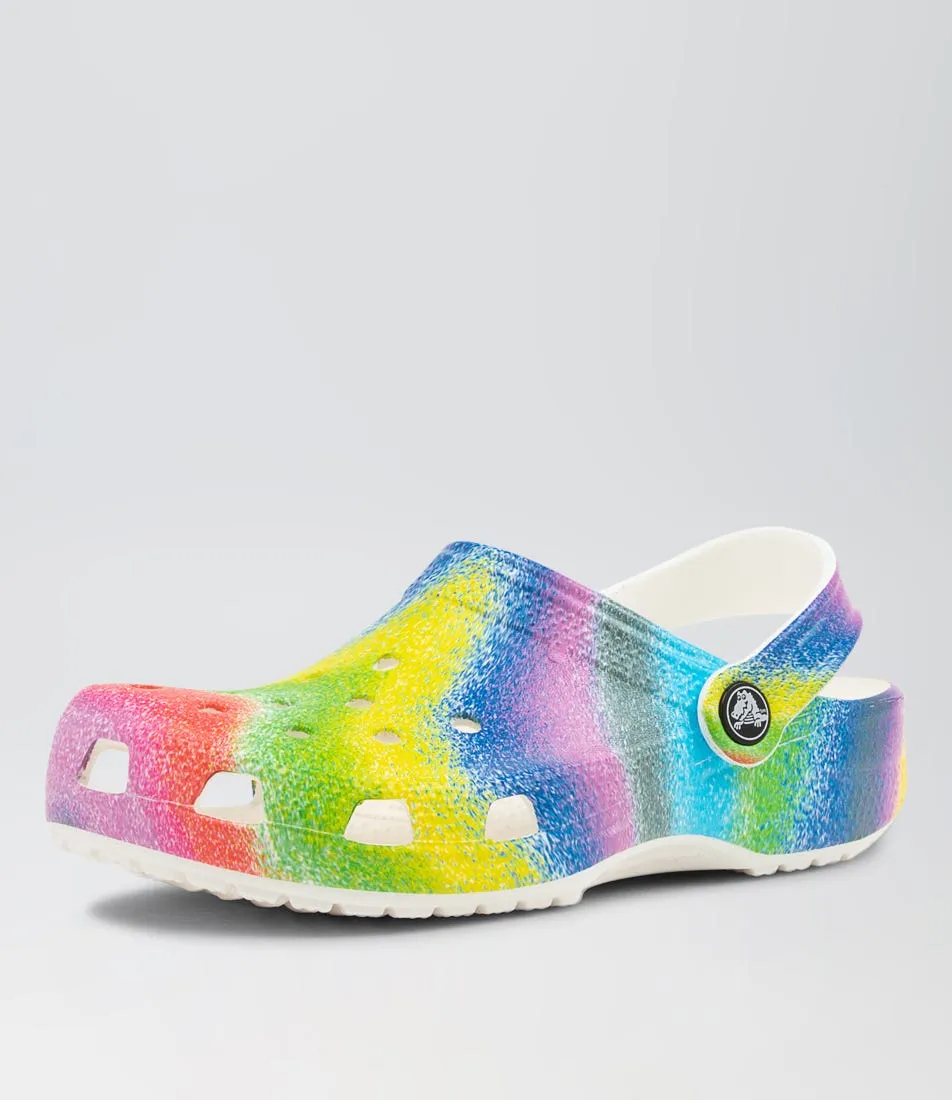 CROCS Classic Spraydye Jnr White Multi Sandals