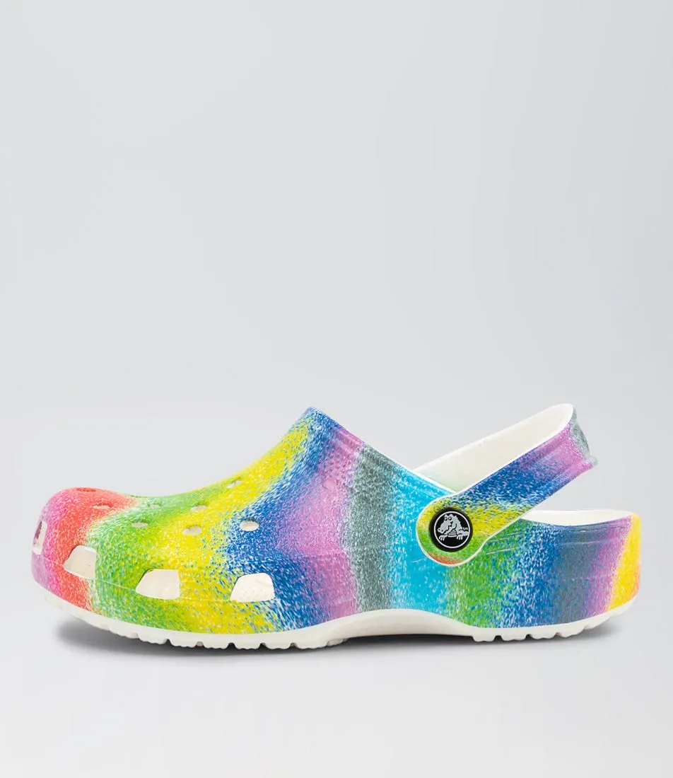 CROCS Classic Spraydye Jnr White Multi Sandals