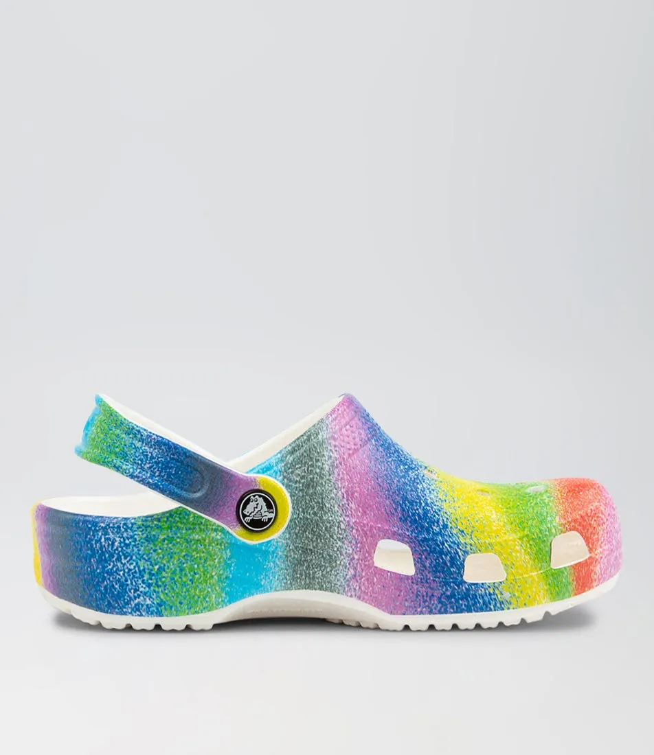 CROCS Classic Spraydye Jnr White Multi Sandals